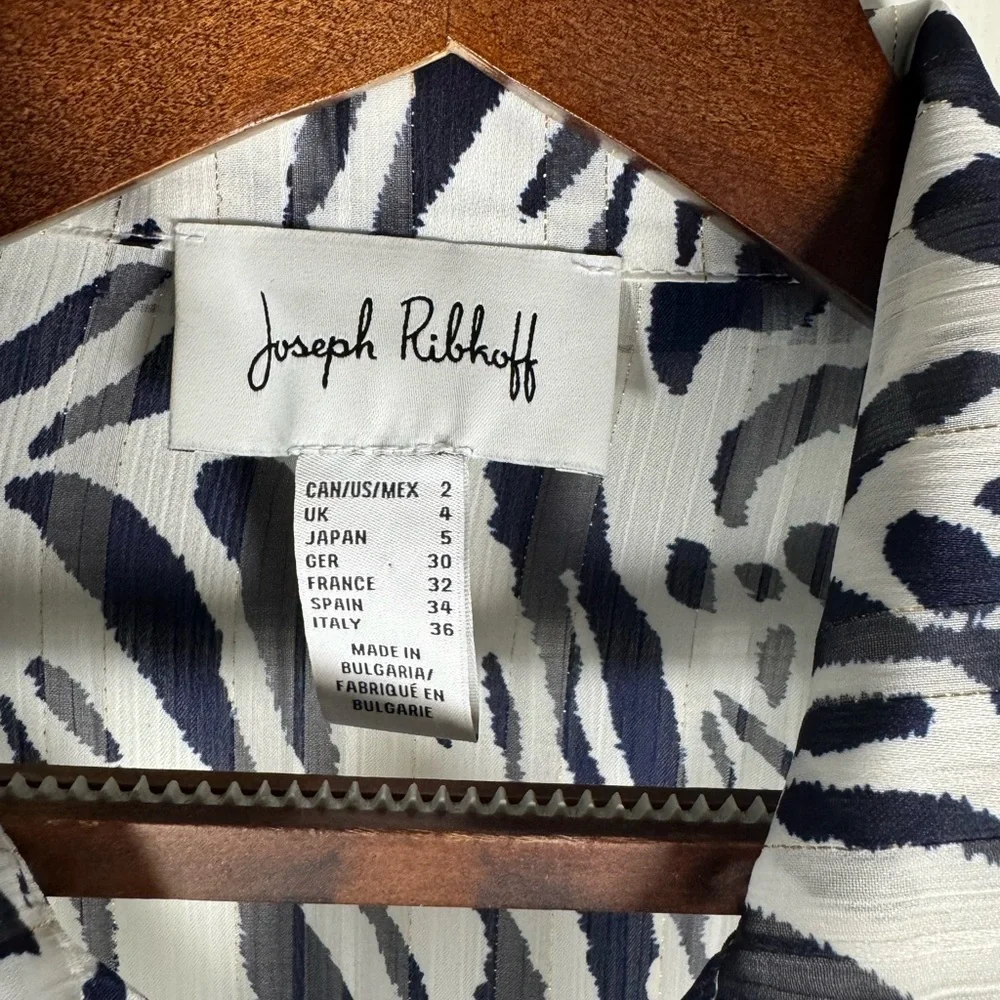 Joseph Ribkoff Button Up Collared Navy/White Blouse Style 231025 Size 2 - Picture 7 of 11